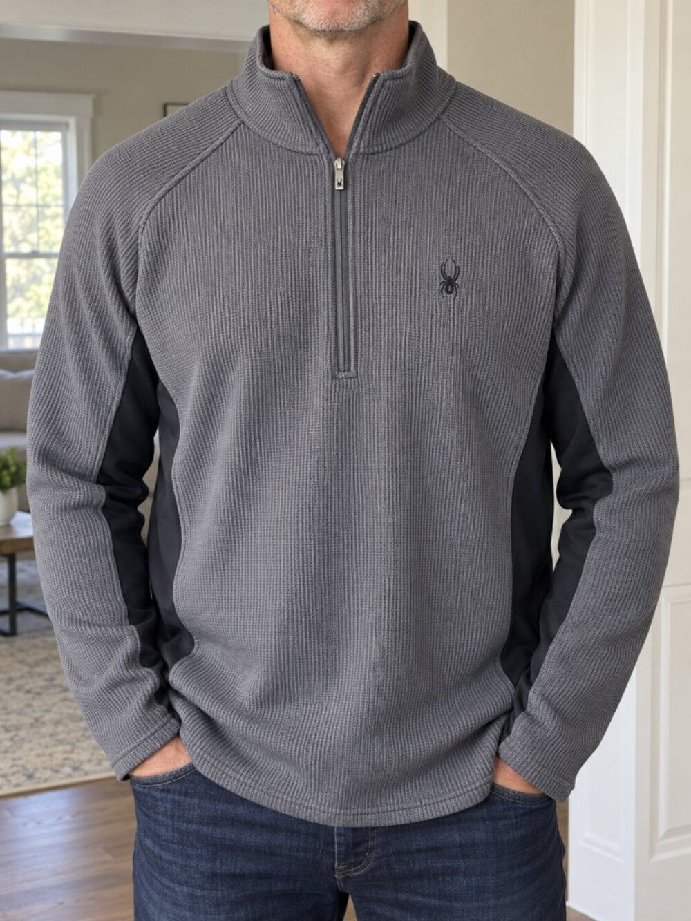 Spyder Core Sweater Men’s 3XL Gray Black Quarter Zip Pullover